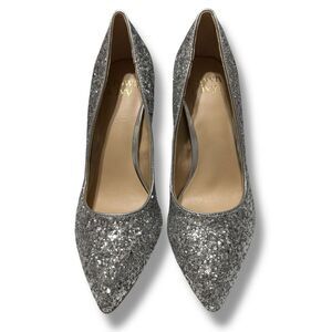 Crown Ivy Jazmin Glitter Heels 6 Silver Sparkle Party Night Out Glam Pumps